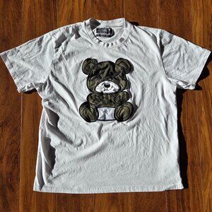 Camo Bear Urban Planet Identity Men's Large L Embroidered White T-Shirt